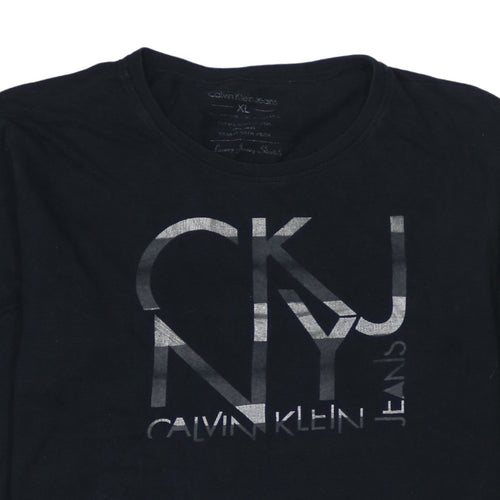 Calvin Klein Jeans Men's Black XL Long Sleeve Graphic T-Shirt