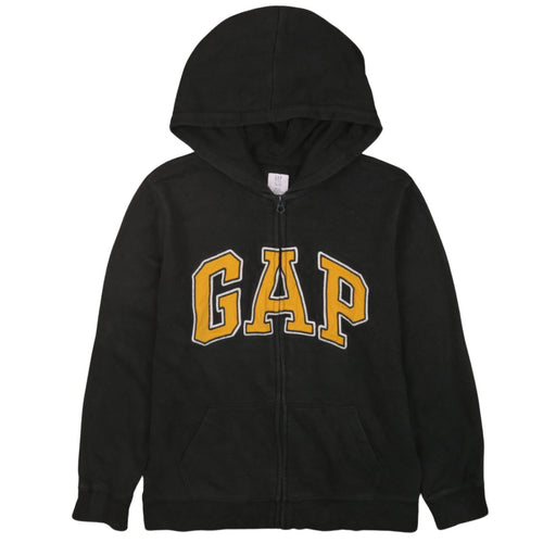 GAP Kids Boys Black Full Zip Hoodie Size 14-16 Cotton Blend Logo