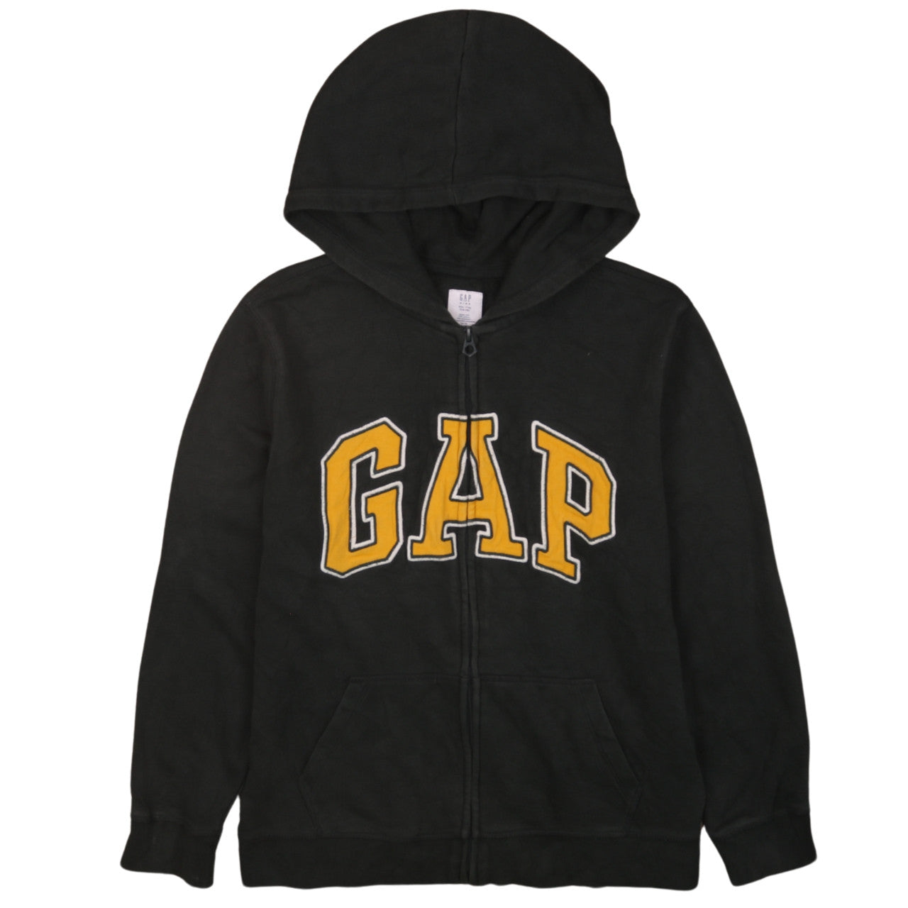 GAP Kids Boys Black Full Zip Hoodie Size 14-16 Cotton Blend Logo