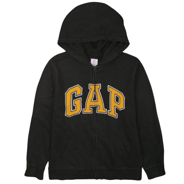 GAP Kids Boys Black Full Zip Hoodie Size 14-16 Cotton Blend Logo