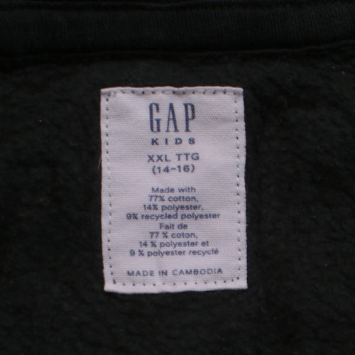 GAP Kids Boys Black Full Zip Hoodie Size 14-16 Cotton Blend Logo
