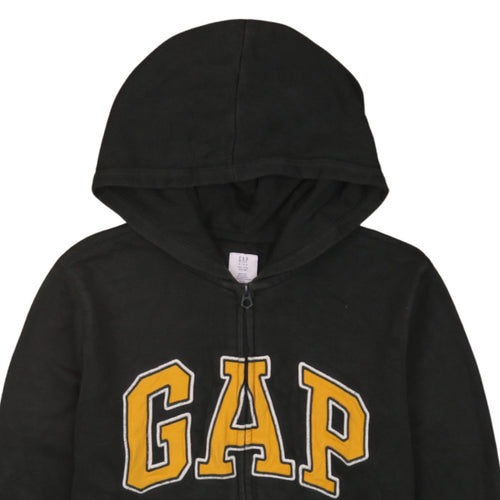 GAP Kids Boys Black Full Zip Hoodie Size 14-16 Cotton Blend Logo