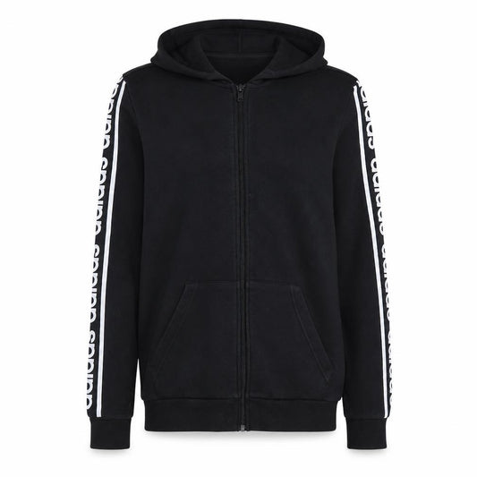 Front view of adidas Men's Black Full Zip Hoodie Small Lightweight Sportswear