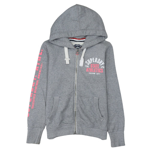 Superdry Womens Grey Full Zip Hoodie Size M Hooded Sweatshirt