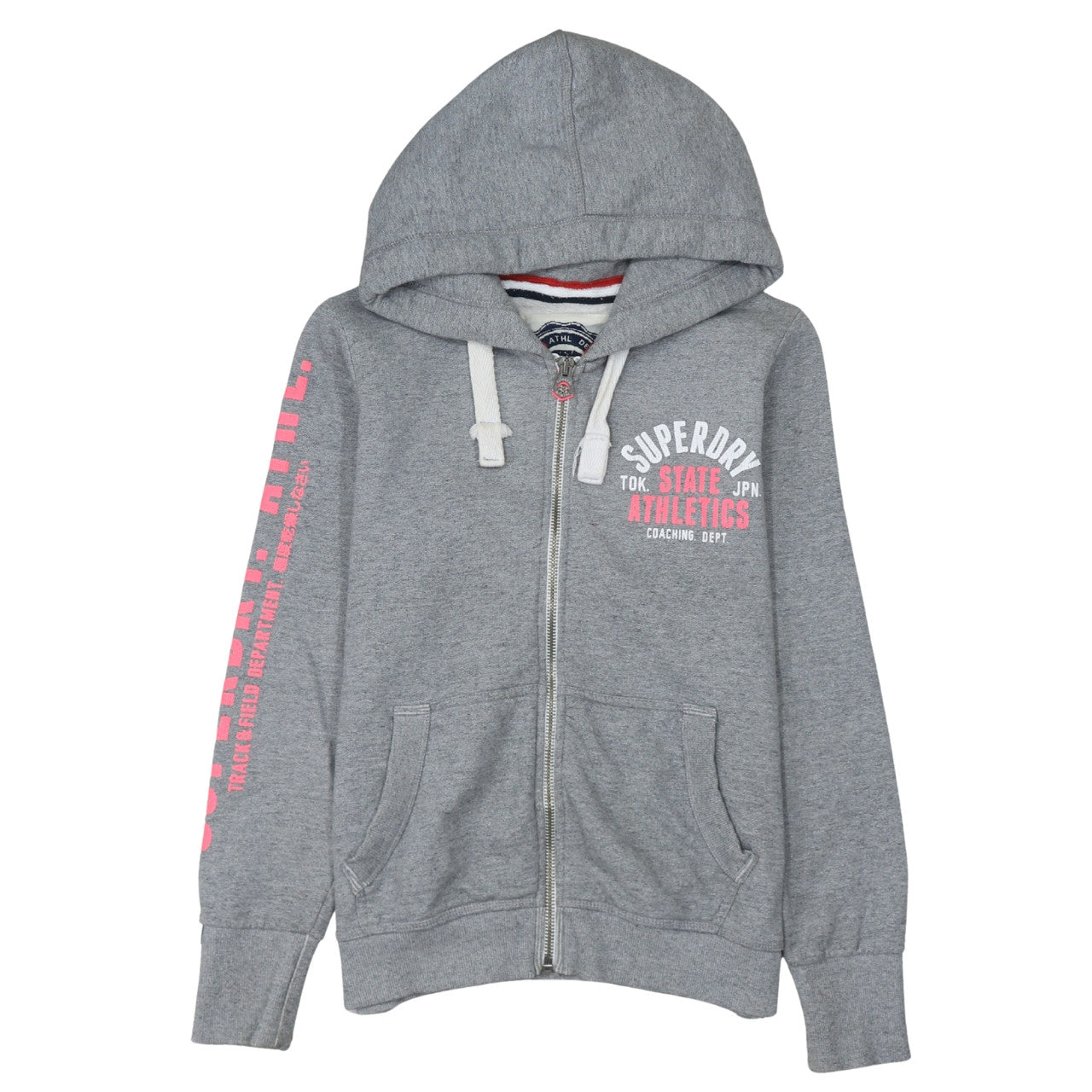 Superdry Womens Grey Full Zip Hoodie Size M Hooded Sweatshirt