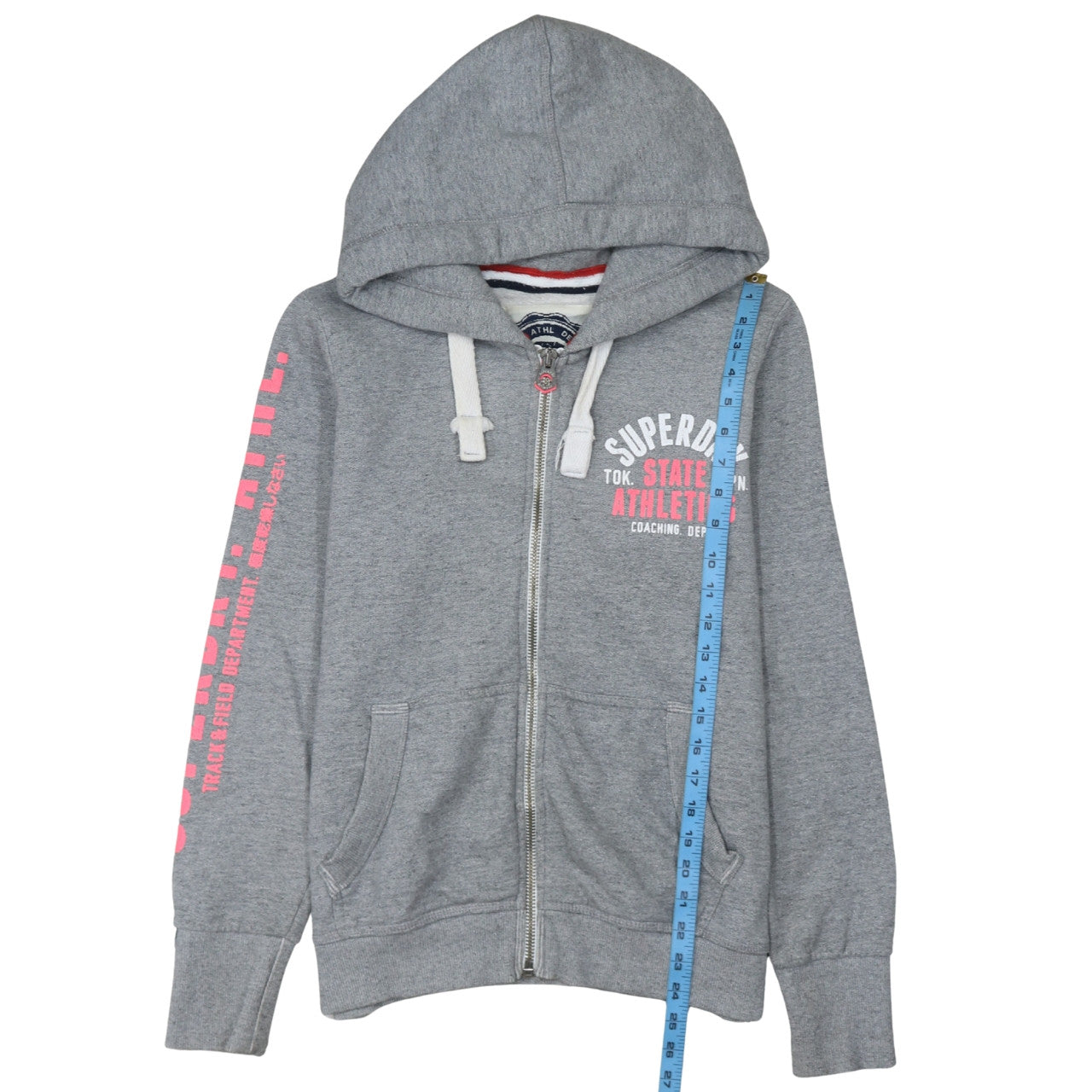 Superdry Womens Grey Full Zip Hoodie Size M Hooded Sweatshirt