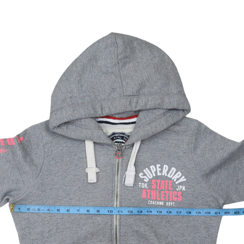 Superdry Womens Grey Full Zip Hoodie Size M Hooded Sweatshirt