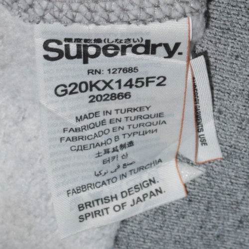 Superdry Womens Grey Full Zip Hoodie Size M Hooded Sweatshirt