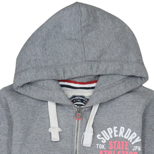 Superdry Womens Grey Full Zip Hoodie Size M Hooded Sweatshirt