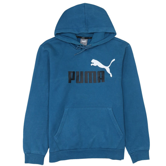 Puma Men's Blue Pullover Hoodie Small Graphic Logo Sportswear