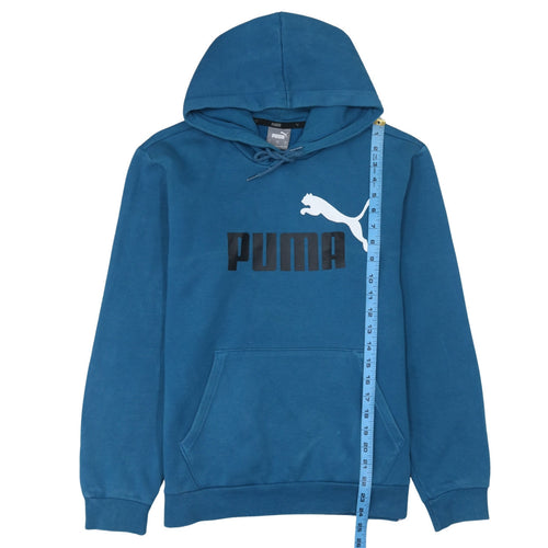 Puma Men's Blue Pullover Hoodie Small Graphic Logo Sportswear