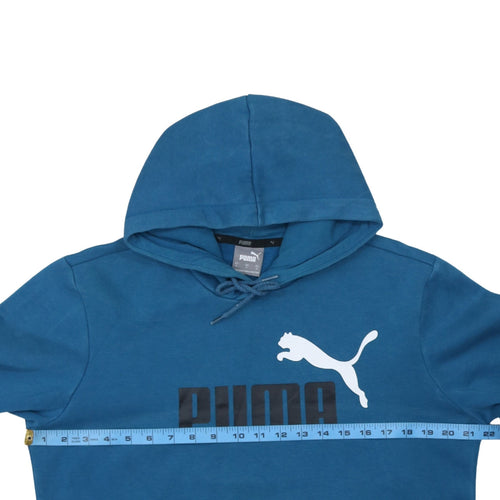 Puma Men's Blue Pullover Hoodie Small Graphic Logo Sportswear