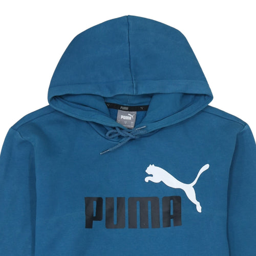 Puma Men's Blue Pullover Hoodie Small Graphic Logo Sportswear
