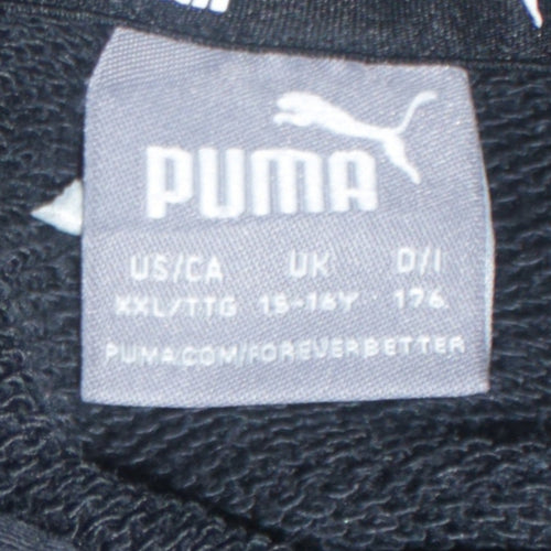 Puma Boys Black Pullover Hoodie 15-16 Years Athletic Fit Logo Design