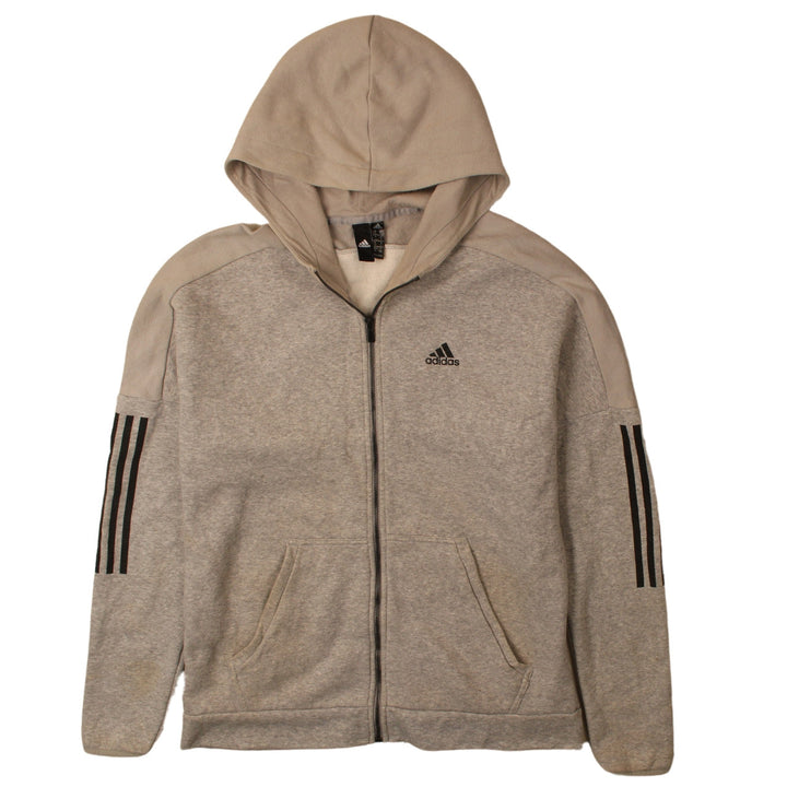 Adidas Womens Beige Full Zip Hoodie Size L Classic Sportswear