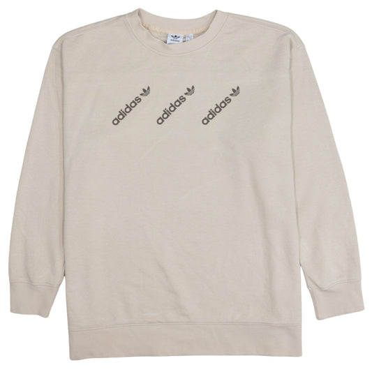 Adidas Women Beige 1X Pullover Sweatshirt with Logo Print