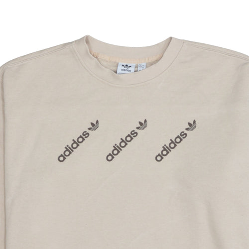 Adidas Women Beige 1X Pullover Sweatshirt with Logo Print