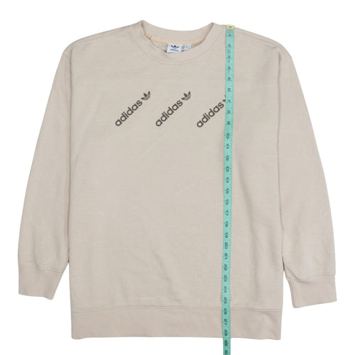 Adidas Women Beige 1X Pullover Sweatshirt with Logo Print