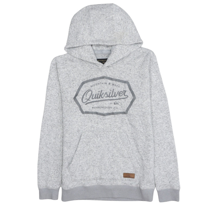 Quiksilver Womens Grey Pullover Hoodie Size L Logo Print Casual