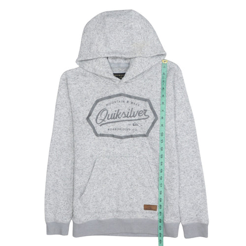 Quiksilver Womens Grey Pullover Hoodie Size L Logo Print Casual