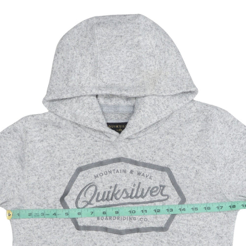 Quiksilver Womens Grey Pullover Hoodie Size L Logo Print Casual