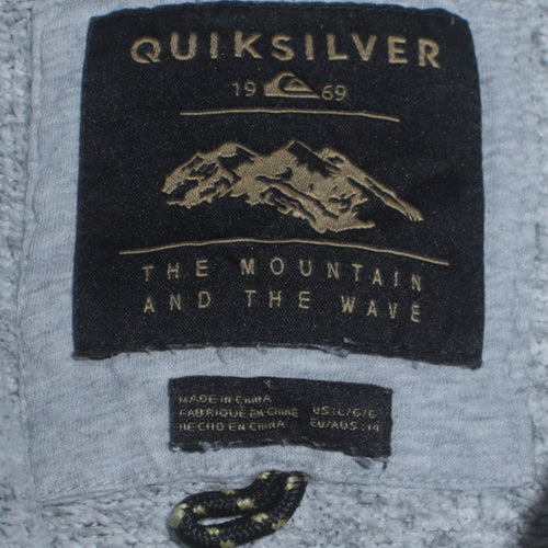Quiksilver Womens Grey Pullover Hoodie Size L Logo Print Casual