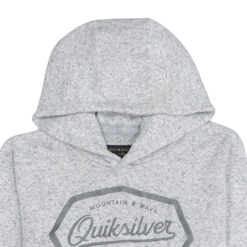Quiksilver Womens Grey Pullover Hoodie Size L Logo Print Casual