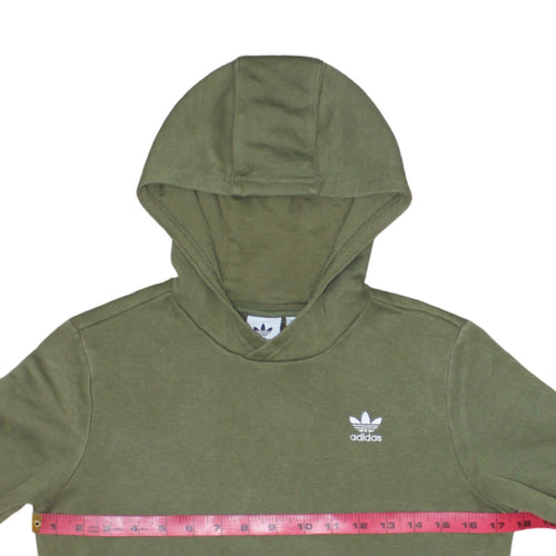 Adidas Boys Khaki Green Pullover Hoodie 11-12 Years Cotton Blend Logo Casual