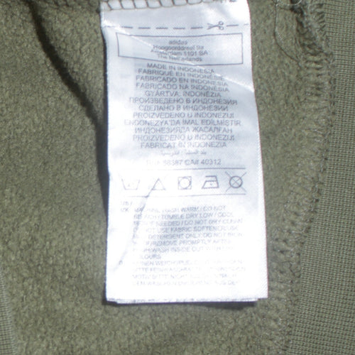 Adidas Boys Khaki Green Pullover Hoodie 11-12 Years Cotton Blend Logo Casual