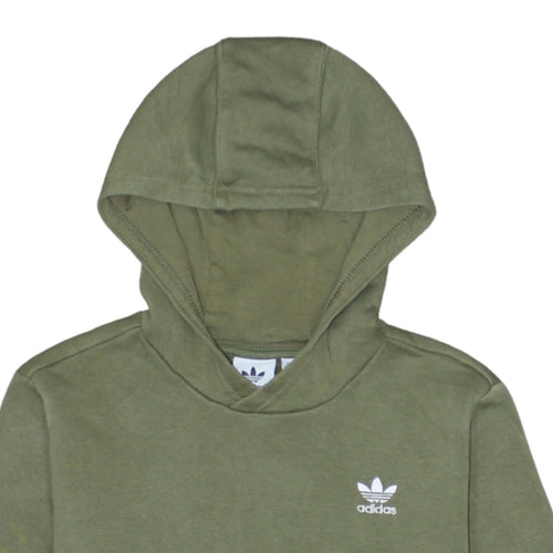 Adidas Boys Khaki Green Pullover Hoodie 11-12 Years Cotton Blend Logo Casual