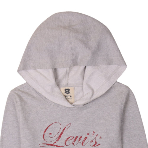 Levi's Womens Grey Pullover Hoodie Small Hooded Logo Sweatshirt