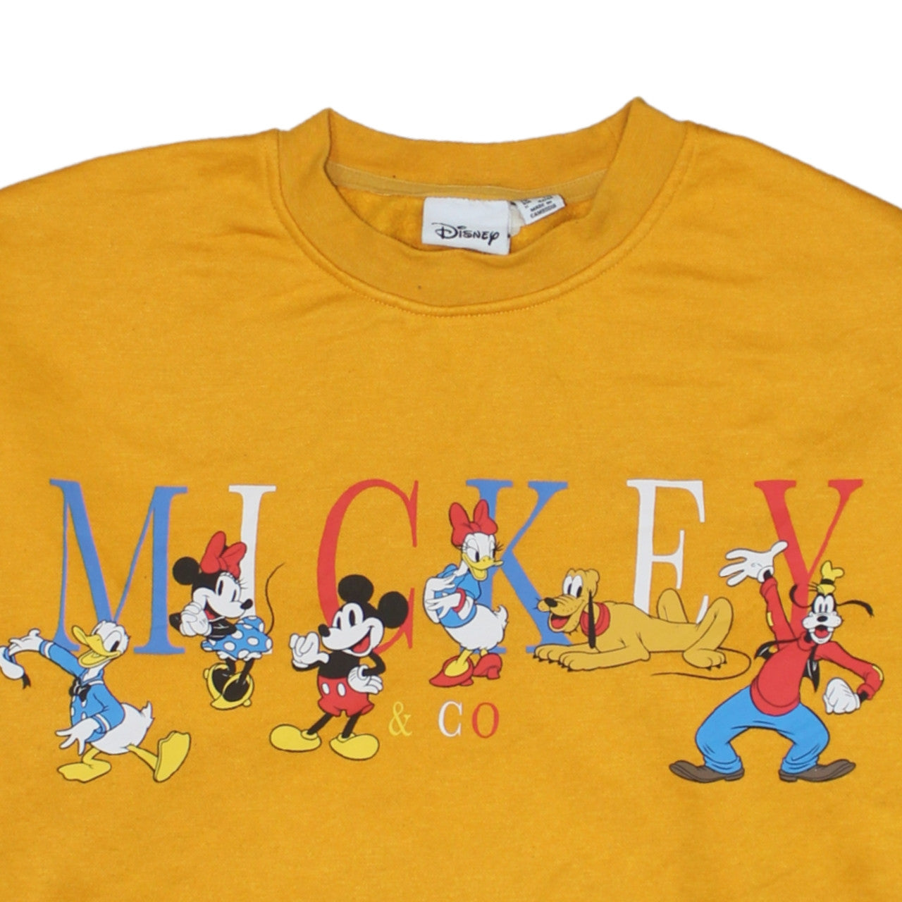 Disney Women’s Yellow Mickey & Co Pullover Sweatshirt Size S