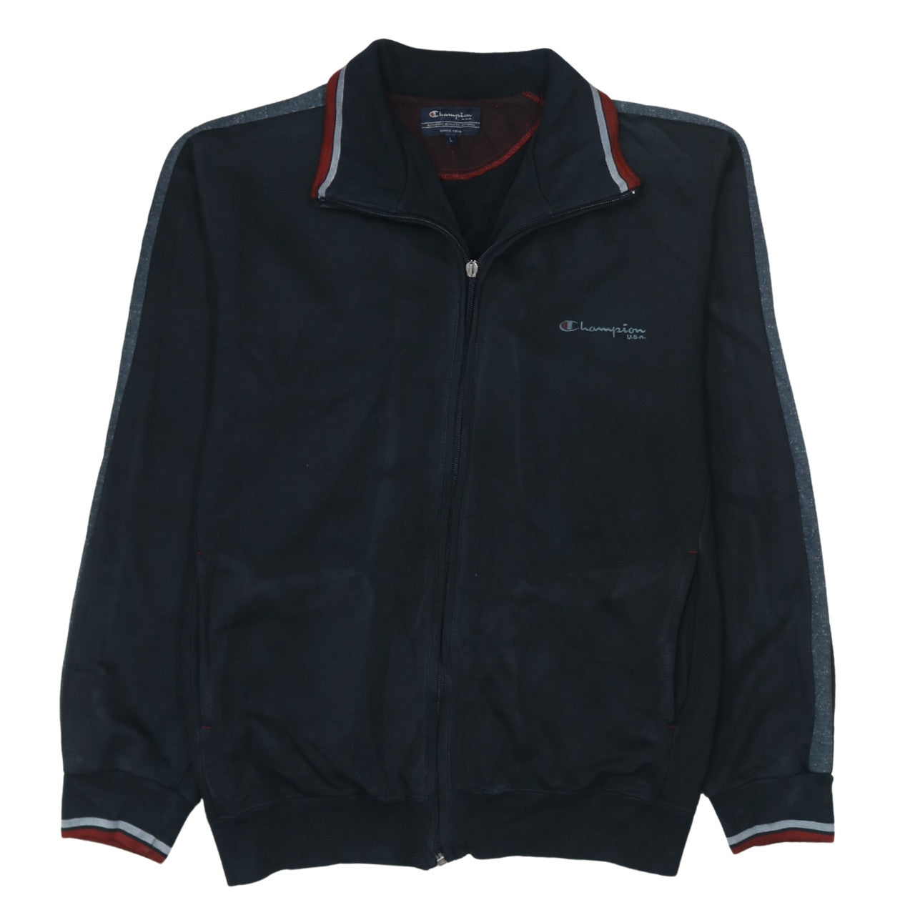 Champion Mens Black Full Zip Sweatshirt L Regular Fit High Neck