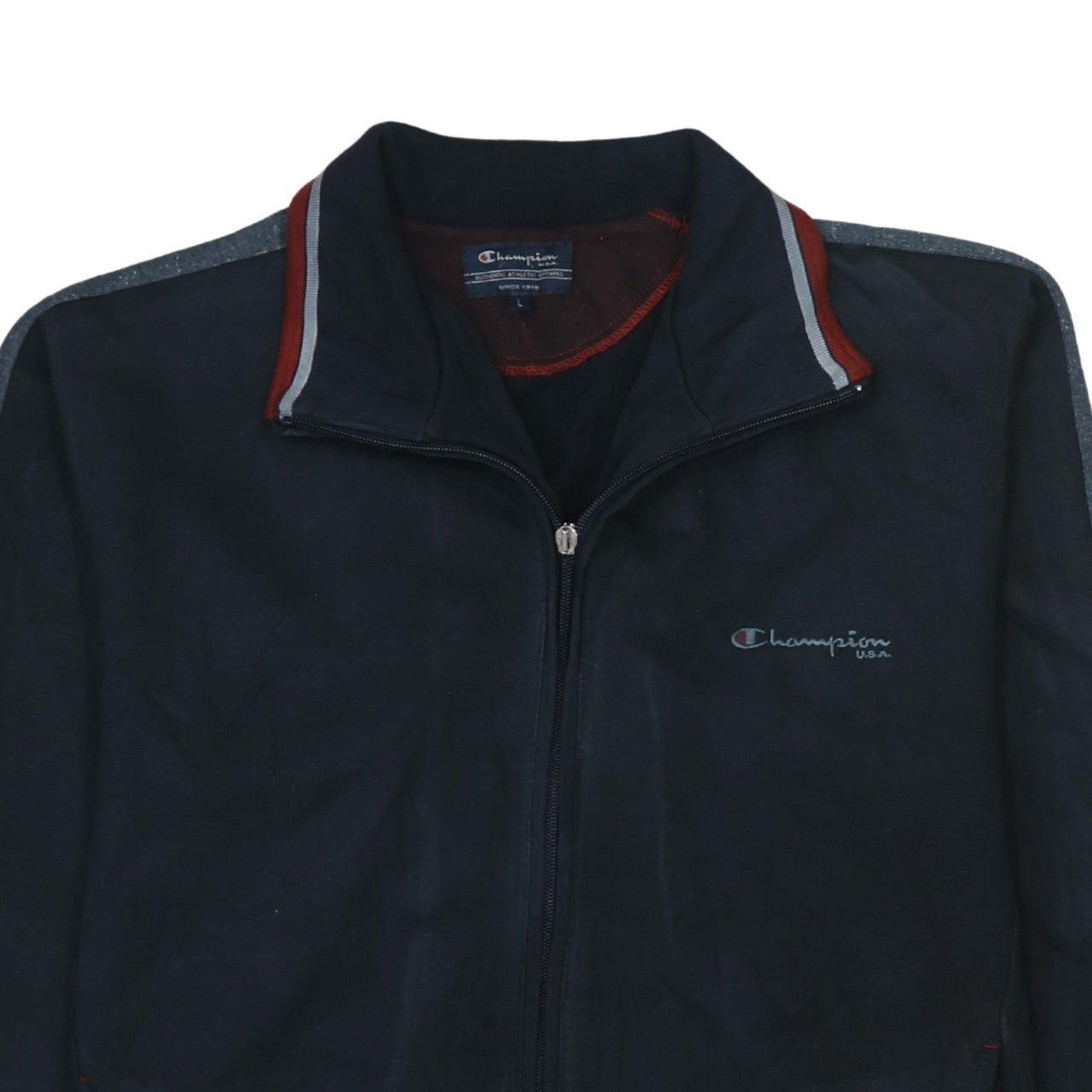 Champion Mens Black Full Zip Sweatshirt L Regular Fit High Neck
