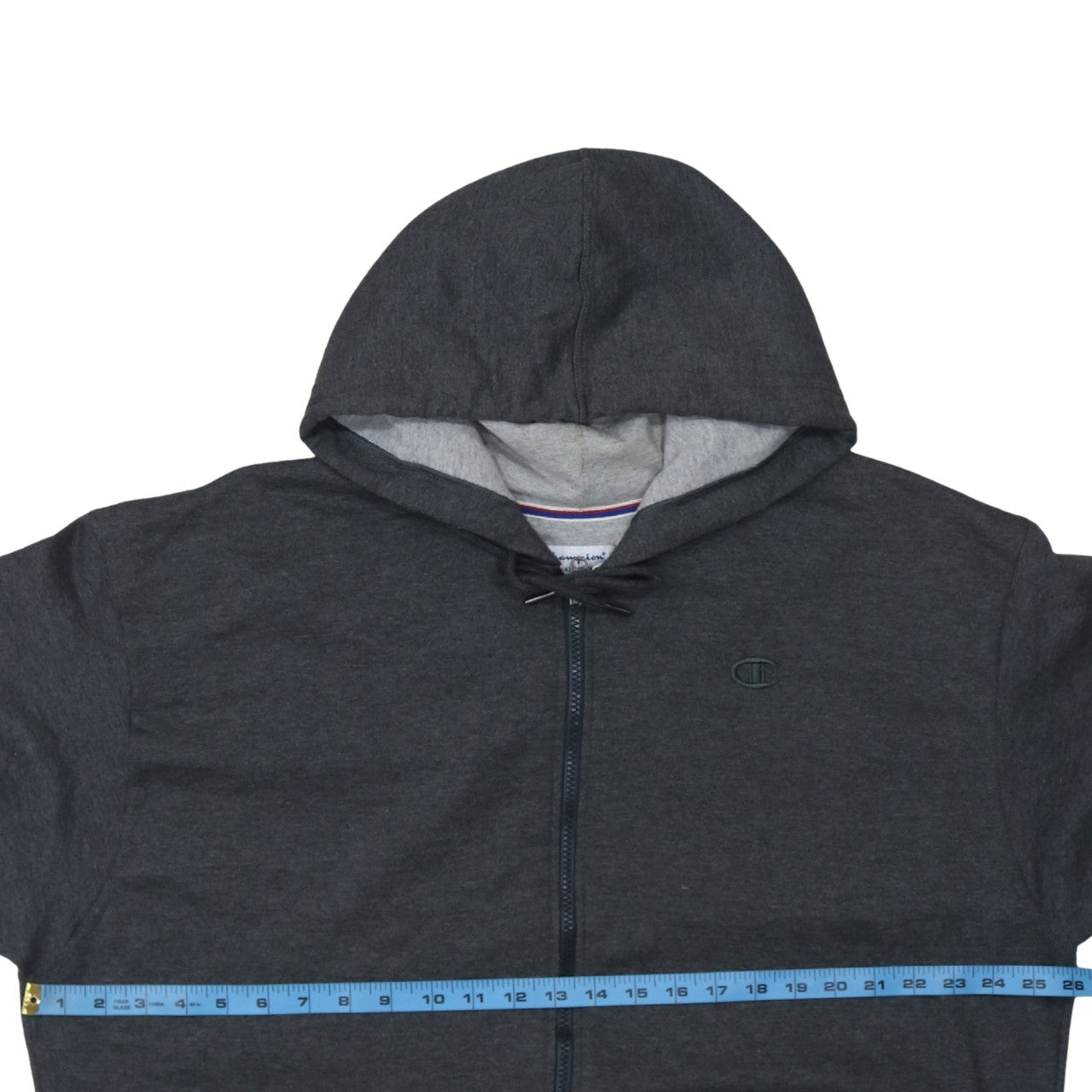 Champion Men Grey Full Zip Hoodie XL Regular Athletic Style