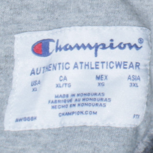 Champion Men Grey Full Zip Hoodie XL Regular Athletic Style
