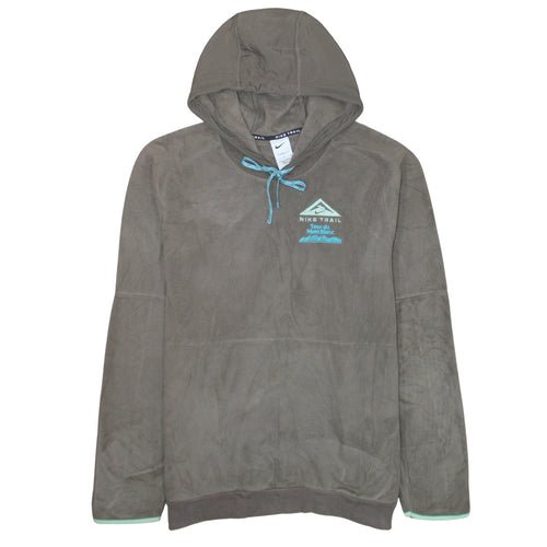Nike Men’s Brown Therma-Fit Trail Pullover Hoodie L Embroidered Fleece
