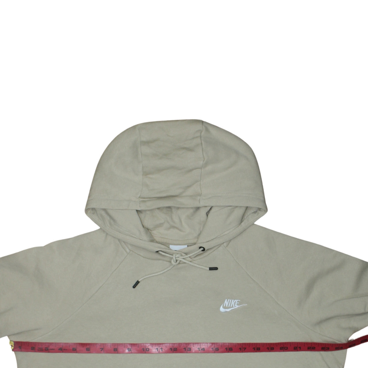 Nike Men's Beige XL Pullover Hoodie with Logo and Kangaroo Pocket