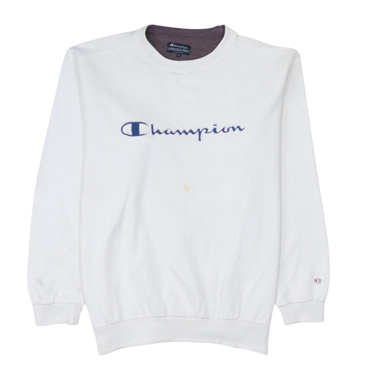Champion Men's White L Pullover Sweatshirt Embroidered Logo