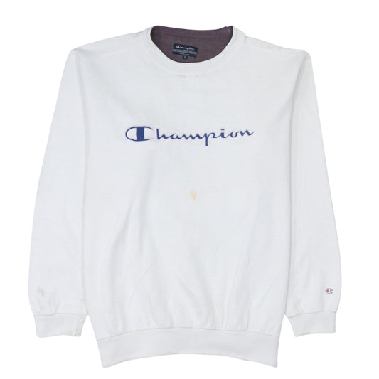 Champion Men's White L Pullover Sweatshirt Embroidered Logo