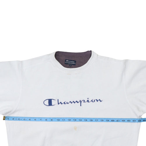 Champion Men's White L Pullover Sweatshirt Embroidered Logo