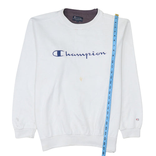 Champion Men's White L Pullover Sweatshirt Embroidered Logo