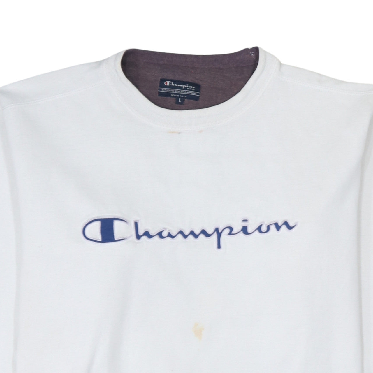 Champion Men's White L Pullover Sweatshirt Embroidered Logo