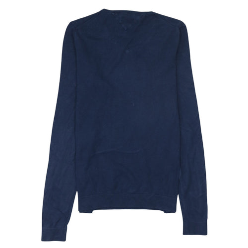 Tommy Hilfiger Men’s Blue V-Neck Cotton Pullover Jumper M