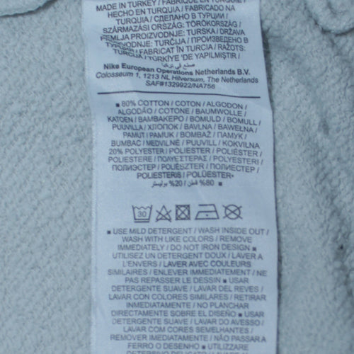 Nike Women White Crew Neck Pullover Sweatshirt L Cotton Blend