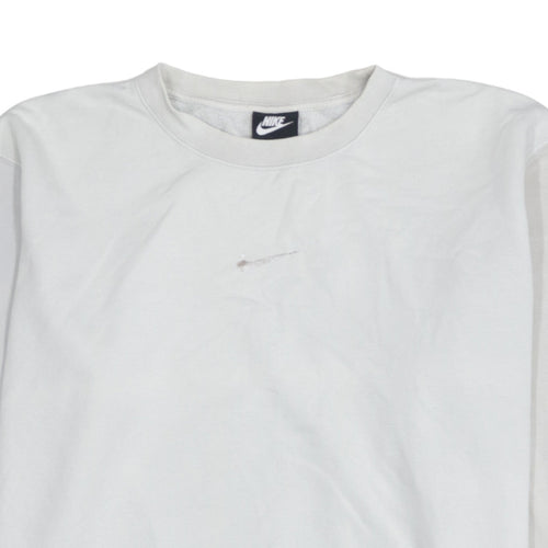 Nike Women White Crew Neck Pullover Sweatshirt L Cotton Blend
