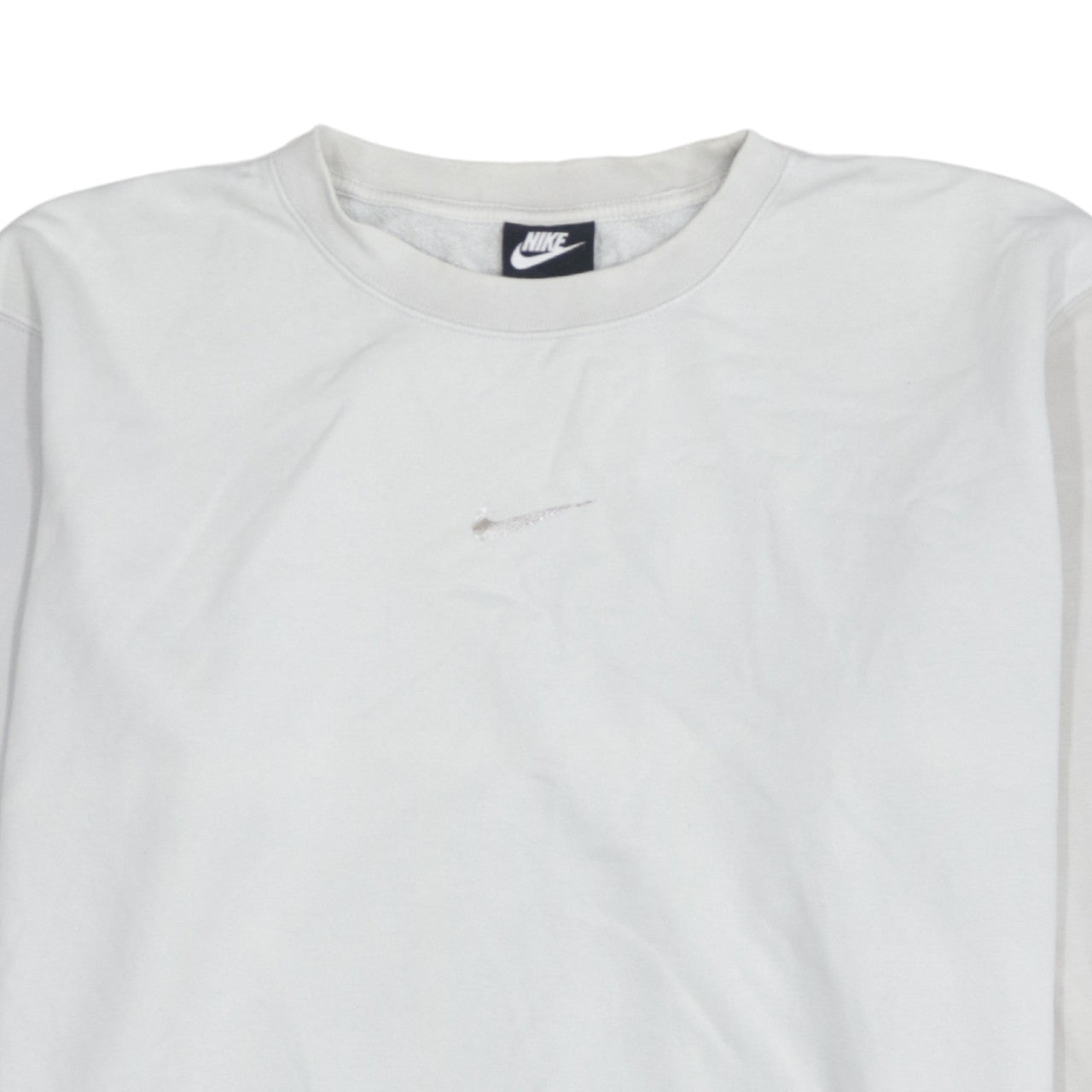 Nike Women White Crew Neck Pullover Sweatshirt L Cotton Blend