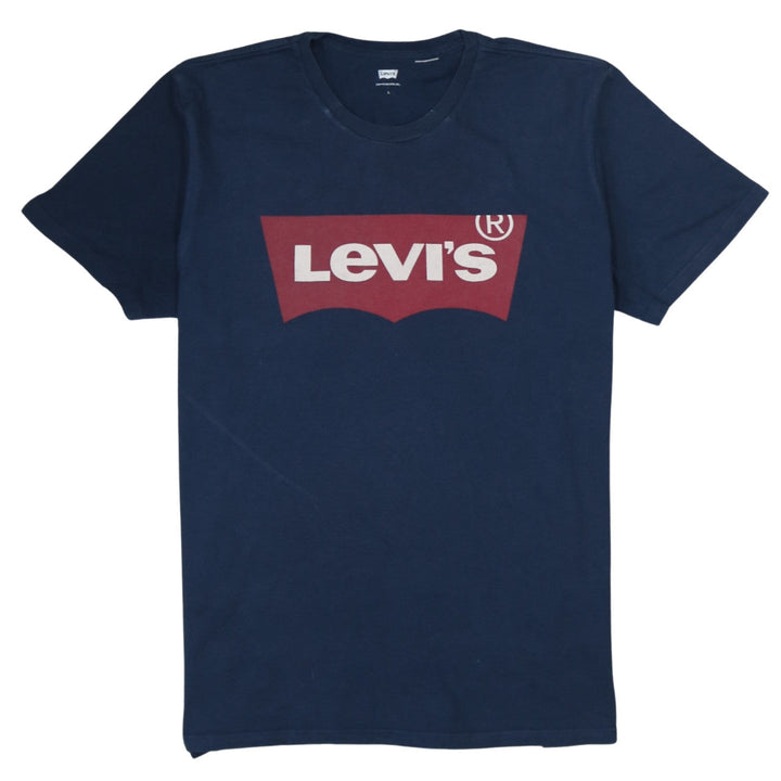 Levi's Men's Blue Logo Graphic Cotton Polo T-Shirt Size L
