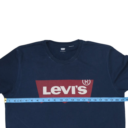 Levi's Men's Blue Logo Graphic Cotton Polo T-Shirt Size L