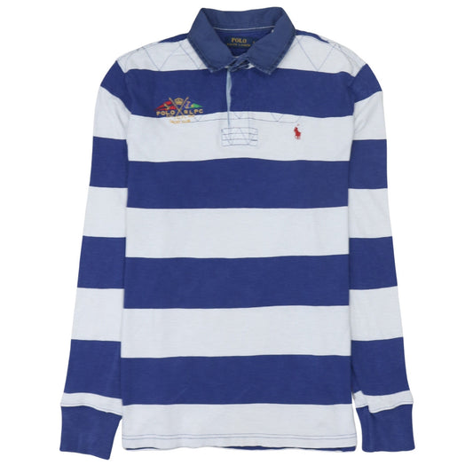 Ralph Lauren Men Blue Striped Long Sleeve Polo Shirt L